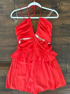 Lavender Brown Red Ruffled Spaghetti Strap Dress